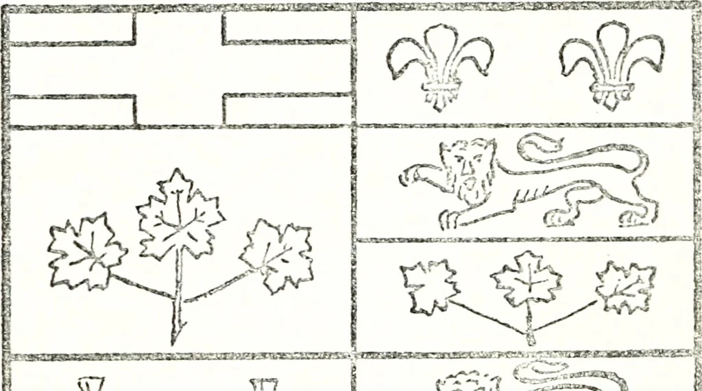 An illustration from Armory and lineages of Canada; comprising pedigrees with historical notes, brief biographies and family registers of prominent men of Canada, including blazons and illustrations of many armorials, and of insignia of knighthood, 1913, leaf 254
