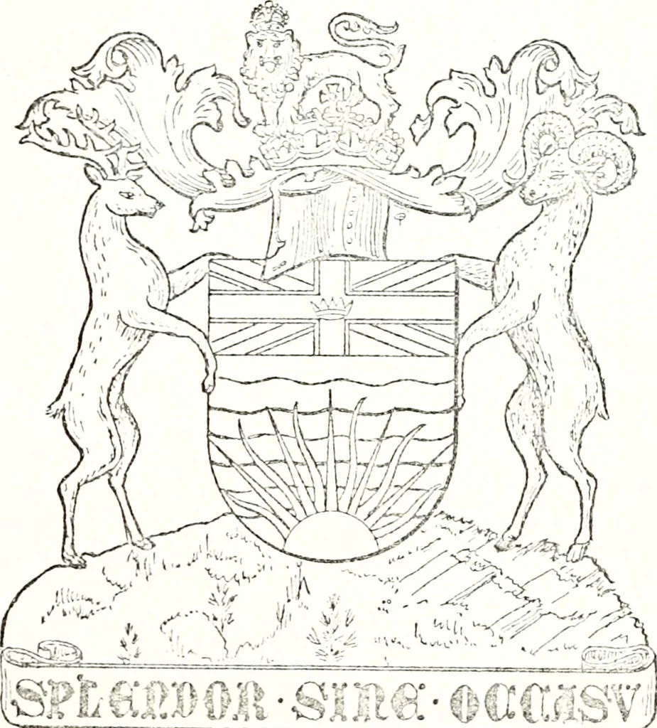 An illustration from Armory and lineages of Canada; comprising pedigrees with historical notes, brief biographies and family registers of prominent men of Canada, including blazons and illustrations of many armorials, and of insignia of knighthood, 1913, leaf 256