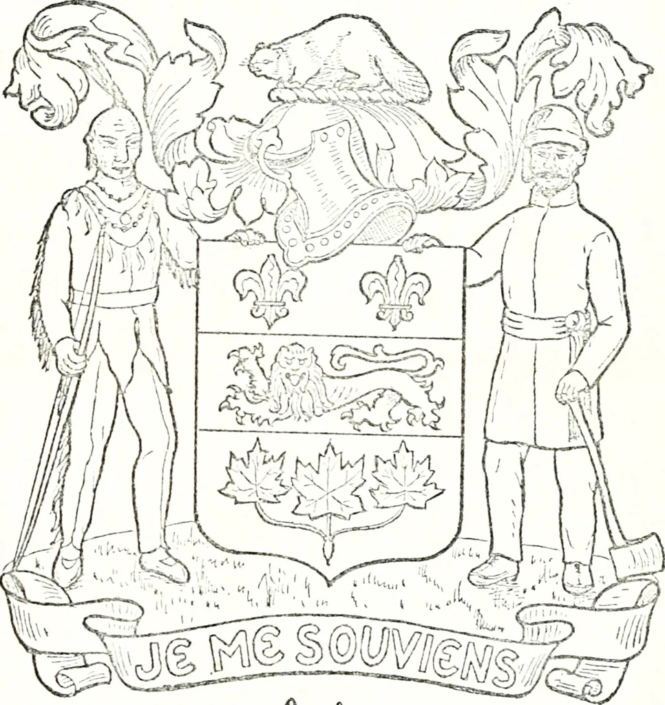 An illustration from Armory and lineages of Canada; comprising pedigrees with historical notes, brief biographies and family registers of prominent men of Canada, including blazons and illustrations of many armorials, and of insignia of knighthood, 1913, leaf 258