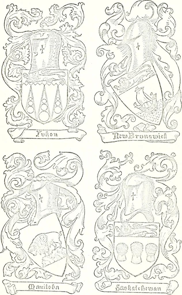 An illustration from Armory and lineages of Canada; comprising pedigrees with historical notes, brief biographies and family registers of prominent men of Canada, including blazons and illustrations of many armorials, and of insignia of knighthood, 1913, leaf 262
