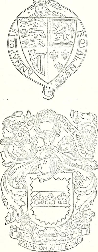 An illustration from Armory and lineages of Canada; comprising pedigrees with historical notes, brief biographies and family registers of prominent men of Canada, including blazons and illustrations of many armorials, and of insignia of knighthood, 1913, leaf 264