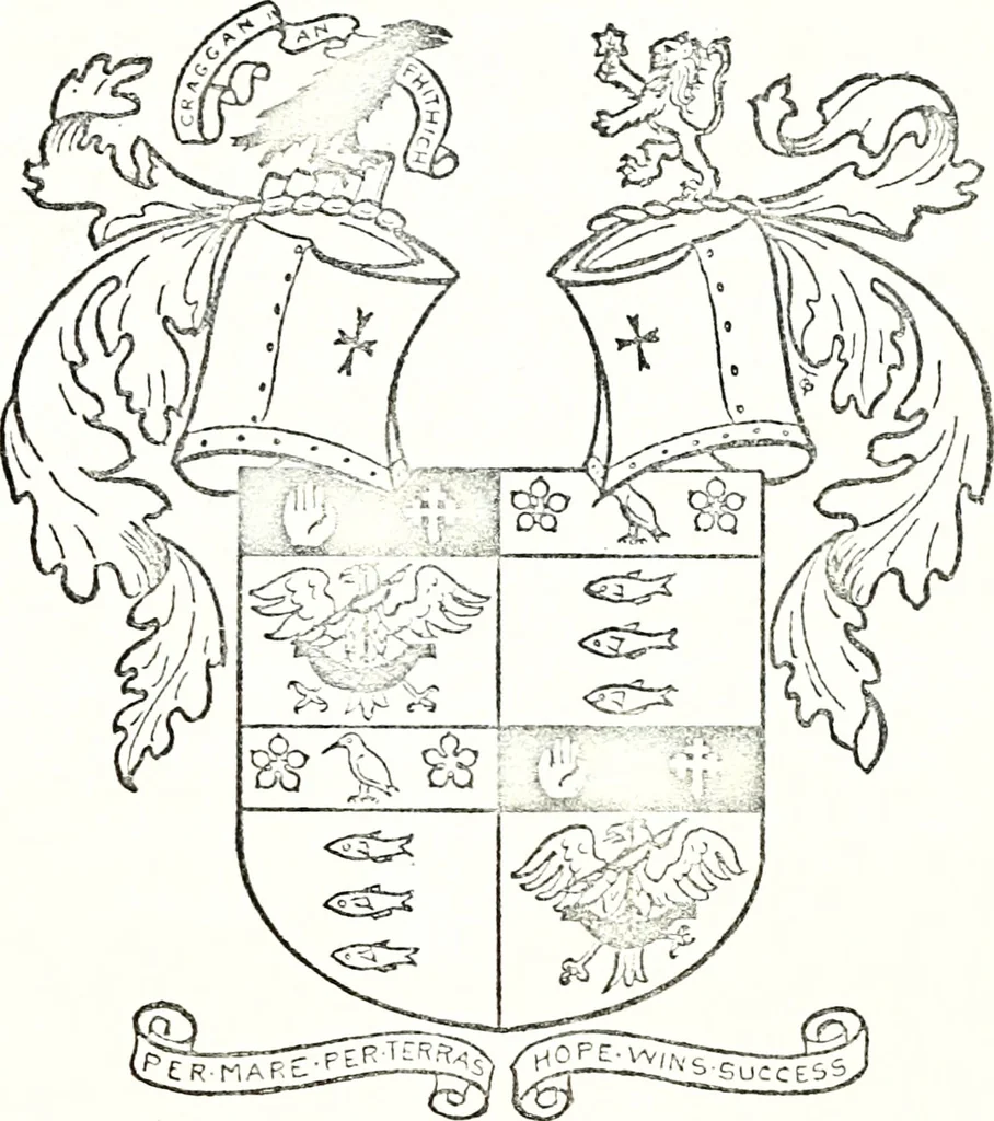 An illustration from Armory and lineages of Canada; comprising pedigrees with historical notes, brief biographies and family registers of prominent men of Canada, including blazons and illustrations of many armorials, and of insignia of knighthood, 1913, leaf 48