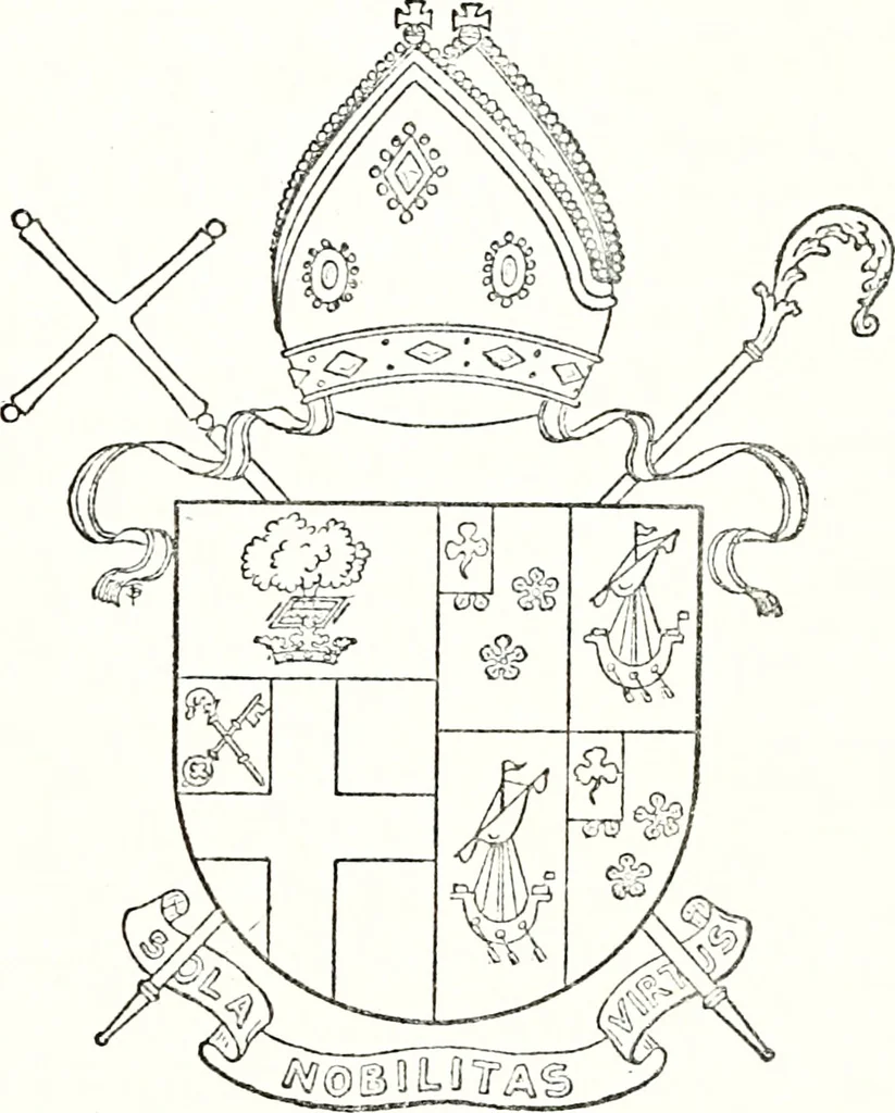 An illustration from Armory and lineages of Canada; comprising pedigrees with historical notes, brief biographies and family registers of prominent men of Canada, including blazons and illustrations of many armorials, and of insignia of knighthood, 1913, leaf 64