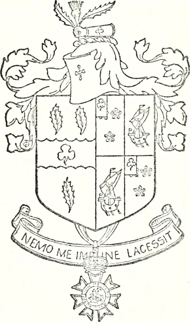 An illustration from Armory and lineages of Canada; comprising pedigrees with historical notes, brief biographies and family registers of prominent men of Canada, including blazons and illustrations of many armorials, and of insignia of knighthood, 1913, leaf 66