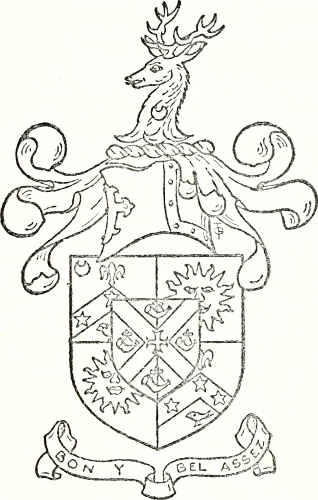 An illustration from Armory and lineages of Canada; comprising pedigrees with historical notes, brief biographies and family registers of prominent men of Canada, including blazons and illustrations of many armorials, and of insignia of knighthood, 1913, leaf 70