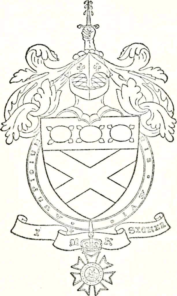 An illustration from Armory and lineages of Canada; comprising pedigrees with historical notes, brief biographies and family registers of prominent men of Canada, including blazons and illustrations of many armorials, and of insignia of knighthood, 1913, leaf 74
