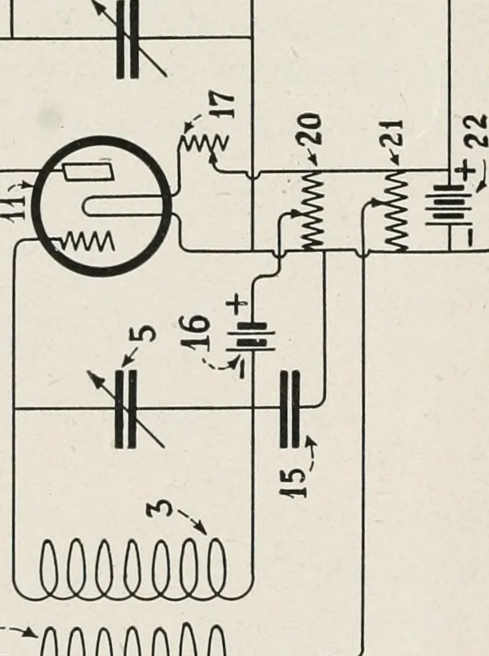 An illustration from The Armstrong super-regenerative circuit, 1922, leaf 11