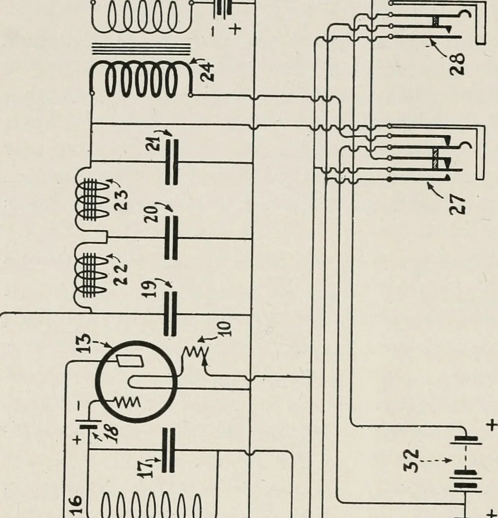 An illustration from The Armstrong super-regenerative circuit, 1922, leaf 21