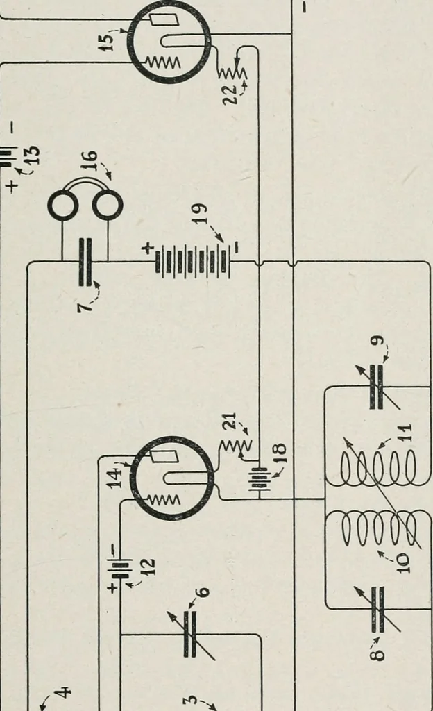 An illustration from The Armstrong super-regenerative circuit, 1922, leaf 44
