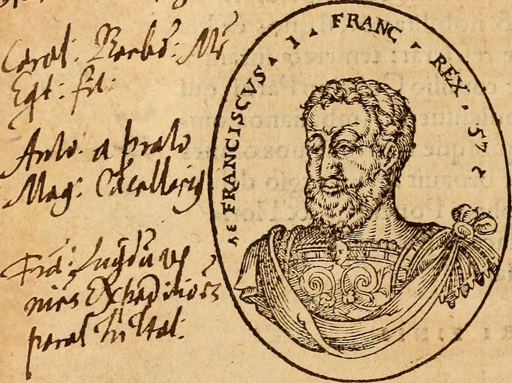An illustration from Arnoldi Ferroni Burdigalensis, regij consiliarij, : De rebus gestis Gallorum libri IX. Ad Historiam Pavli Aemylii additi, perducta historia usque ad terpora Henrici II, Francorum regis. [Paralipomena Gallicanae historiae ad P. Aemylivm et Ferronvm, adiecta. Per Ioannem Thomam Freigivm], 1569, leaf 155