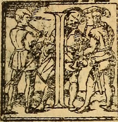 An illustration from Arnoldi Ferroni Burdigalensis, regij consiliarij, : De rebus gestis Gallorum libri IX. Ad Historiam Pavli Aemylii additi, perducta historia usque ad terpora Henrici II, Francorum regis. [Paralipomena Gallicanae historiae ad P. Aemylivm et Ferronvm, adiecta. Per Ioannem Thomam Freigivm], 1569, leaf 274