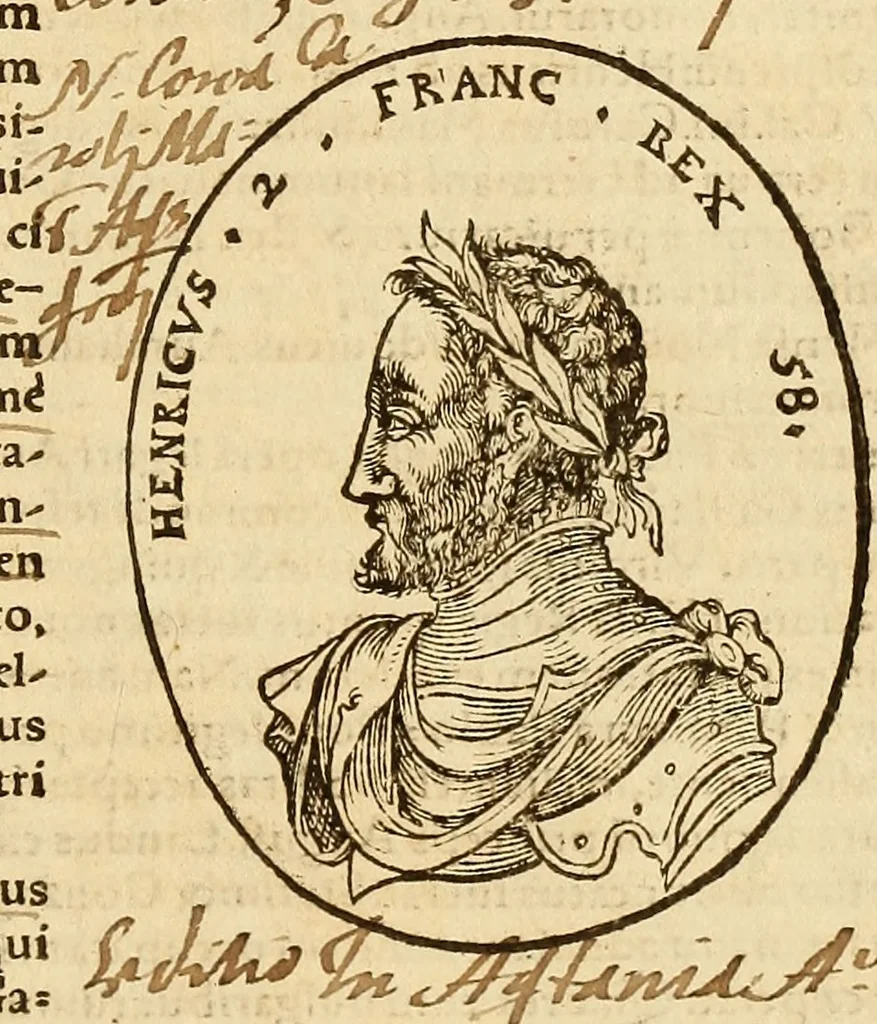 An illustration from Arnoldi Ferroni Burdigalensis, regij consiliarij, : De rebus gestis Gallorum libri IX. Ad Historiam Pavli Aemylii additi, perducta historia usque ad terpora Henrici II, Francorum regis. [Paralipomena Gallicanae historiae ad P. Aemylivm et Ferronvm, adiecta. Per Ioannem Thomam Freigivm], 1569, leaf 428