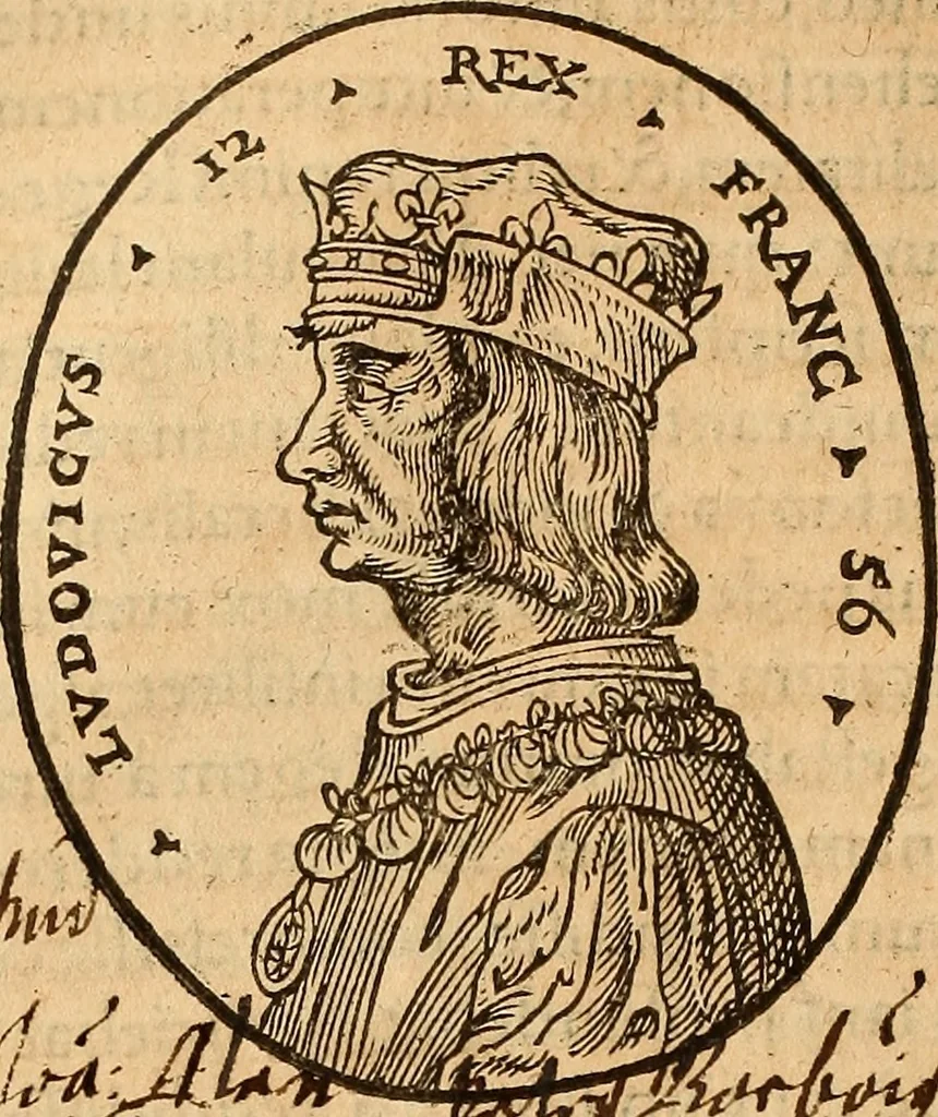An illustration from Arnoldi Ferroni Burdigalensis, regij consiliarij, : De rebus gestis Gallorum libri IX. Ad Historiam Pavli Aemylii additi, perducta historia usque ad terpora Henrici II, Francorum regis. [Paralipomena Gallicanae historiae ad P. Aemylivm et Ferronvm, adiecta. Per Ioannem Thomam Freigivm], 1569, leaf 67