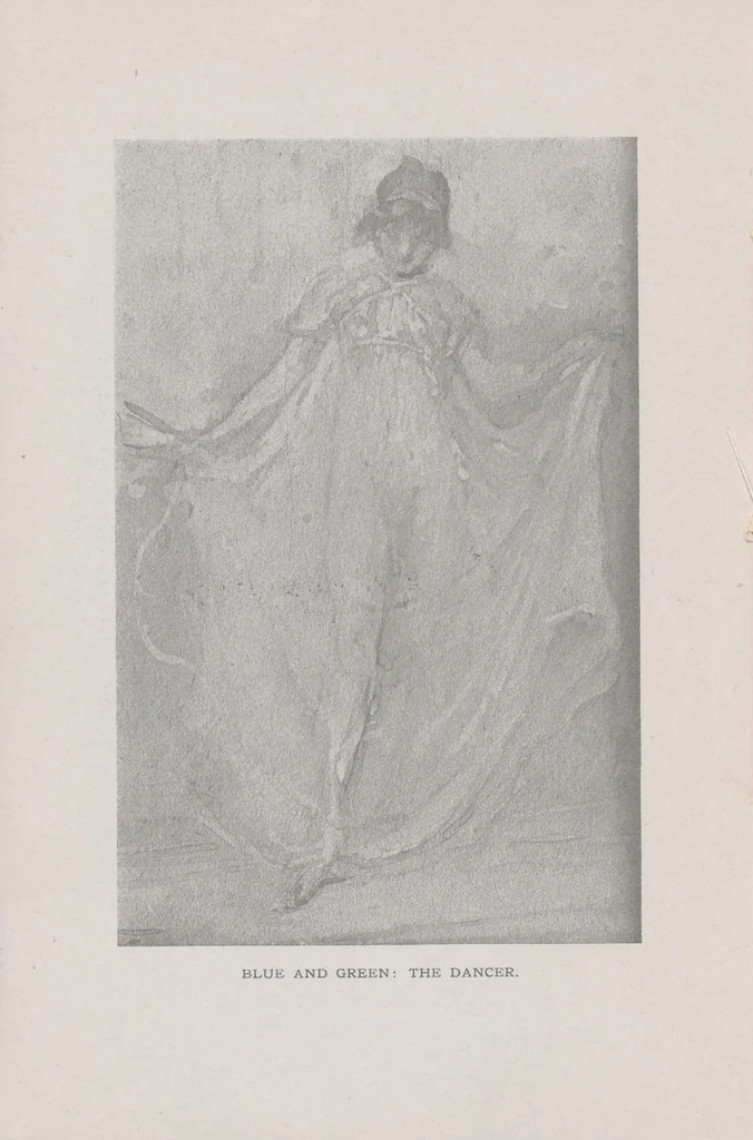 An illustration from An arrangement of the works of James A. McNeill Whistler from the collection of Mr. Richard Canfield of Providence, R.I, 1909, leaf 4