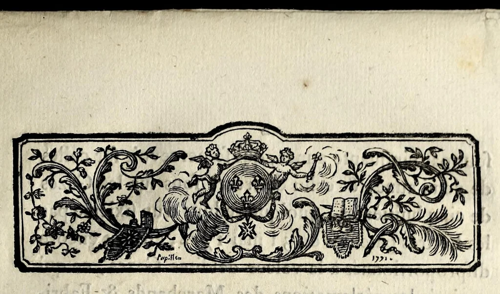 An illustration from Arrest du Conseil d'État du roi, qui accorde une modération des droits d'entrée à Paris sur les gazes : du 8 juillet 1781 : extrait des registres du Conseil d'Etat, 1781, leaf 1