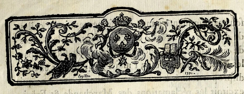 An illustration from Arrest du Conseil d'État du roi, qui accorde une modération des droits d'entrée à Paris sur les gazes : du 8 juillet 1781 : extrait des registres du Conseil d'Etat, 1781, leaf 1