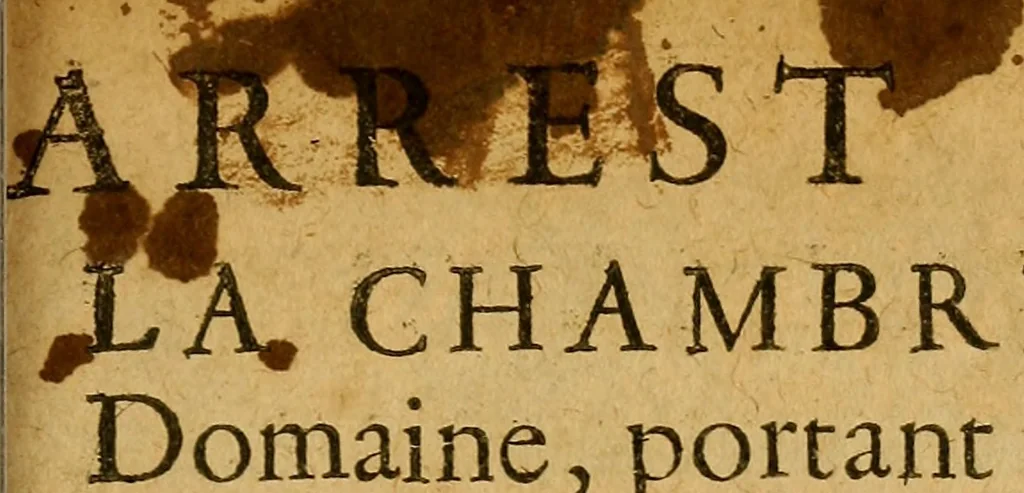 An illustration from Arrest de la Chambre du Domaine, portant confiscation des biens du siur Comte de Moret, & reunion dudit Comté au Domaine de sa Majesté, 1631, leaf 6