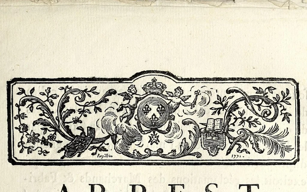 An illustration from Arrest du Conseil d'État du roi, qui accorde une modération des droits d'entrée à Paris sur les gazes : du 8 juillet 1781 : extrait des registres du Conseil d'Etat, 1781, leaf 1