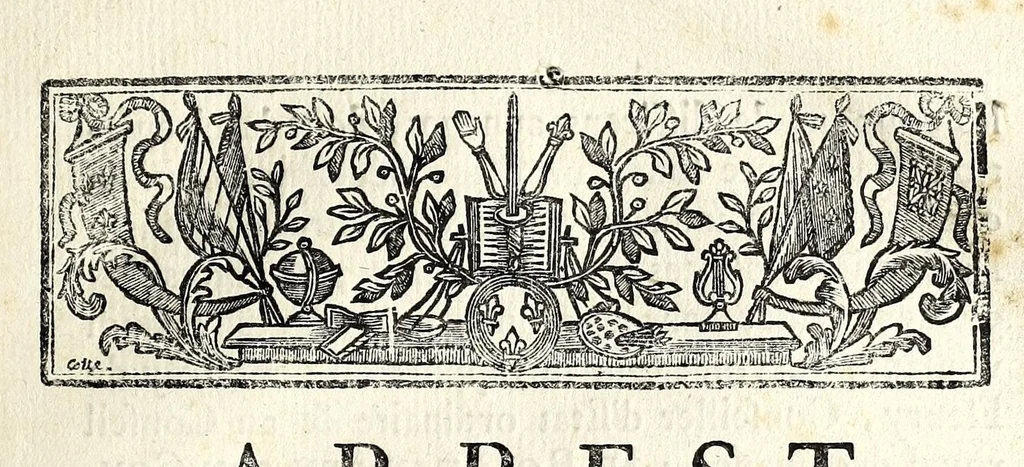 An illustration from Arrest du Conseil d'État du roi, qui ordonne que les coupons d'étoffes & toiles de six aunes & au-dessous, pourront circuler & être exposés en vente, sans être revêtus de marques : du 25 juillet 1781 : extrait des registres du Conseil d'État, 1784, leaf 1