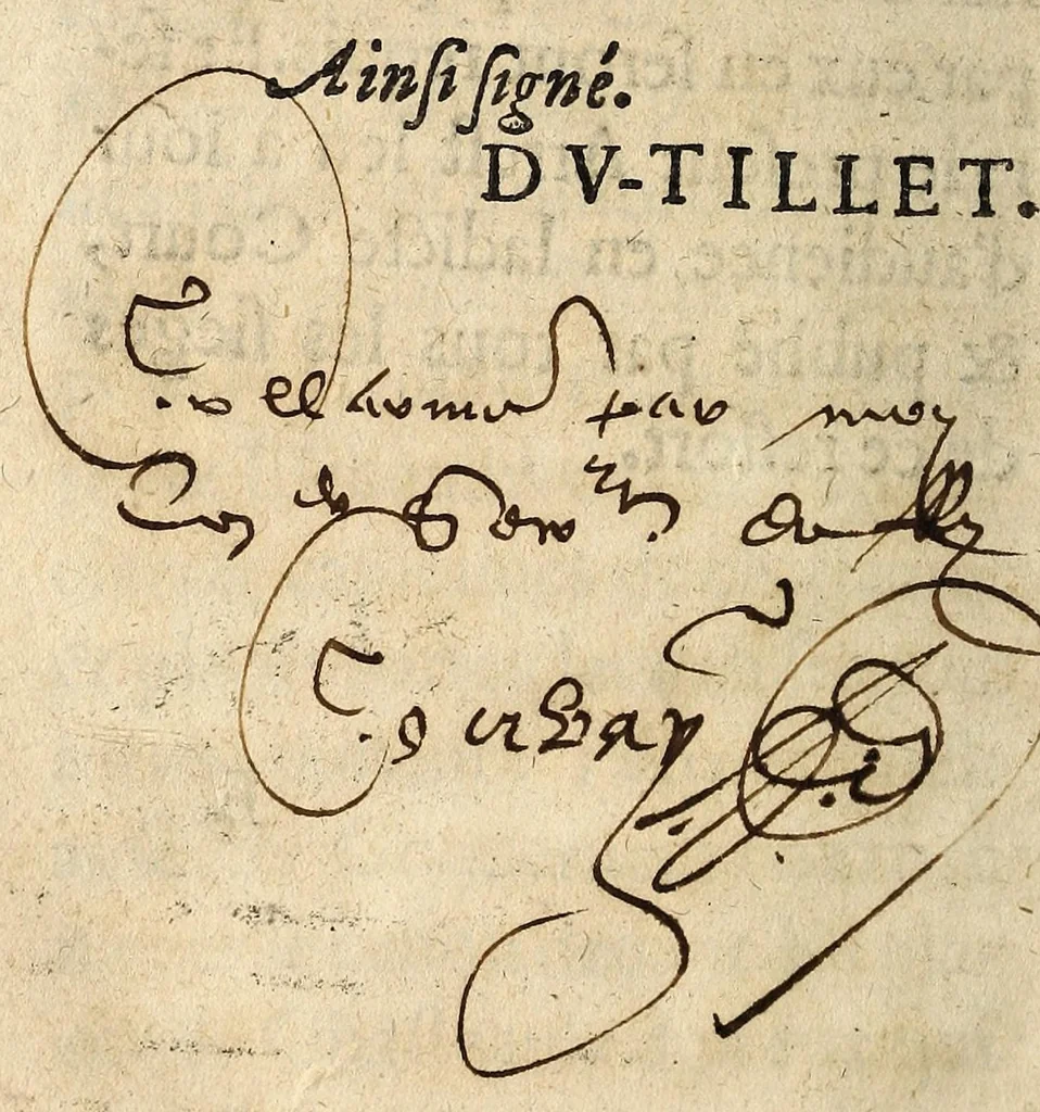 An illustration from Arrestz de la Covrt des Grandz Iovrs seant en la ville de Poictiers, donnez les sept & quatorziesme iours de Nouembre 1579. Contre les defaillans & contumax condamnez à mort., 1579, leaf 34