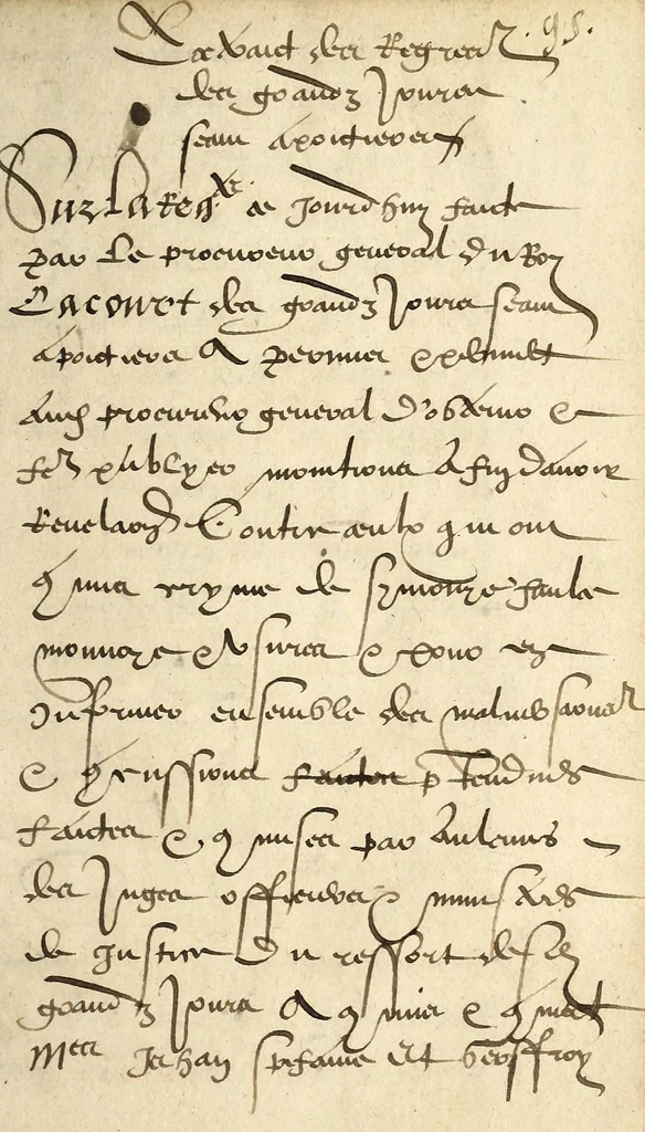 An illustration from Arrestz de la Covrt des Grandz Iovrs seant en la ville de Poictiers dõnez le septieme iour de Nouẽbre, 1579. Sur le faict des benefices, cures, hospitaulx, aulmosneries, maladeries estant du ressort desdict Grandz Iours., 1579, leaf 17