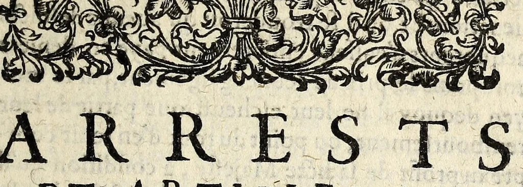 An illustration from Arrets dv conseil d'estat dv Roy, ensemble les articles accordez pour les receptes & consignations des Cours de Parlement de Paris, & Bourdeaux., 1607, leaf 3