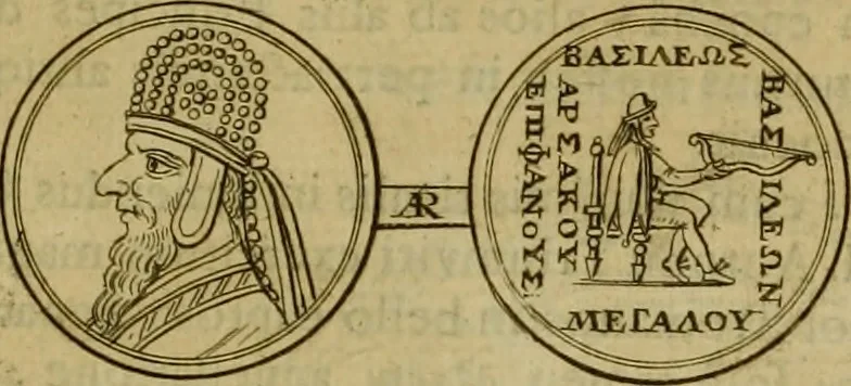 An illustration from Arsacidarum imperium, sive, Regum Parthorum historia : ad fidem numismatum accommodata, 1725, leaf 274