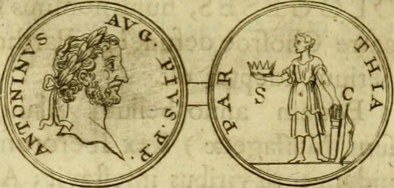 An illustration from Arsacidarum imperium, sive, Regum Parthorum historia : ad fidem numismatum accommodata, 1725, leaf 415