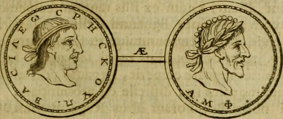 An illustration from Arsacidarum imperium, sive, Regum Parthorum historia : ad fidem numismatum accommodata, 1725, leaf 292