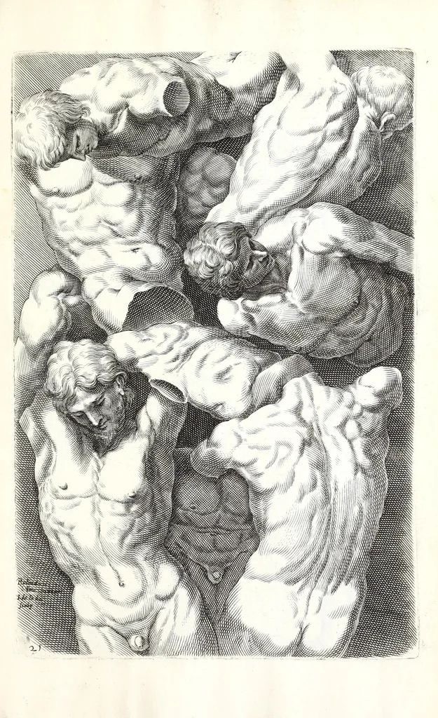 An illustration from Ars pictoria: or An academy treating of drawing, painting, limning, etching. To which are added XXXI. copper plates, expressing the choicest, nearest, and most exact grounds and rules of symmetry. Collected out of the most eminent Italian, German, and Netherland authors. By Alexander Browne, practitioner in the art of limning, 1675, leaf 213