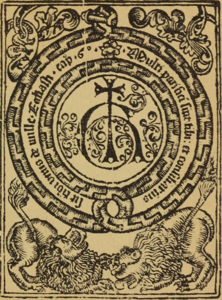 An illustration from Arte de cãto llano y cõtrapunto y canto de organo cõ proportiones y modos breuemte cõpuesta & nueuamte añadida y glosado por Gõçalo Martinez de Bizcargui, 1538, leaf 120