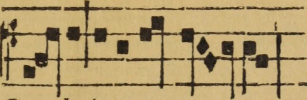 An illustration from Arte de cãto llano y cõtrapunto y canto de organo cõ proportiones y modos breuemte cõpuesta & nueuamte añadida y glosado por Gõçalo Martinez de Bizcargui, 1538, leaf 136
