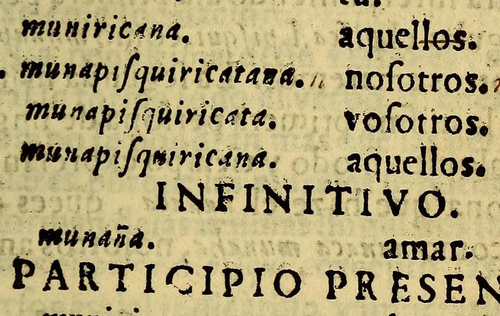 An illustration from Arte de la lengua aymara. Compuesta por el Padre Diego de Torres Rubio de la Compañia de Iesus., 1616, leaf 25