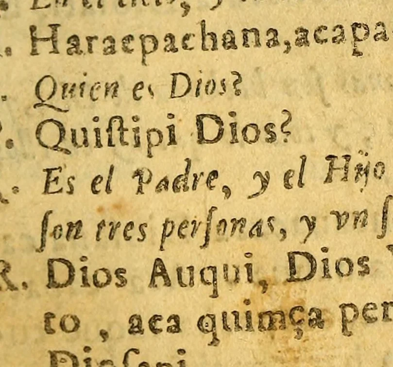 An illustration from Arte de la lengua aymara., 1616, leaf 29