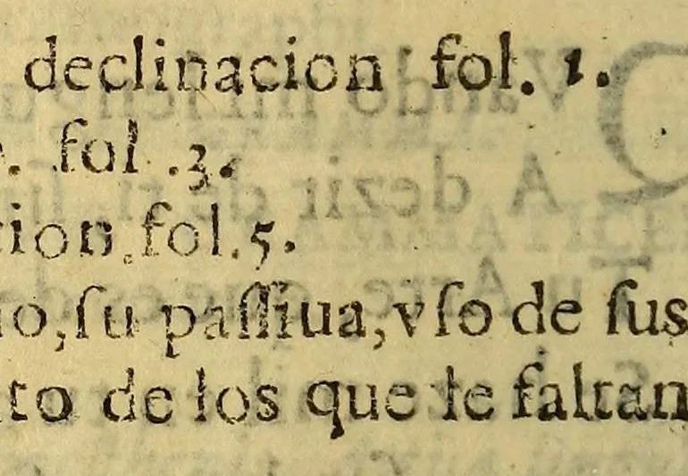 An illustration from Arte de la lengua general del Ynga llamada qquechhua. Compuesto por el Bac. D. Estevan Sancho de Melgar natural de esta Ciudad de los Reyes cathedratico de dicha lengua en esta Santa Iglesia Metropolitana, y examinador synodal de ella en este arc̦obispado., 1691, leaf 26
