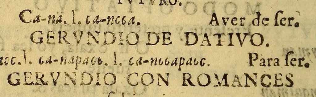An illustration from Arte de la lengua general del Ynga llamada qquechhua. Compuesto por el Bac. D. Estevan Sancho de Melgar natural de esta Ciudad de los Reyes cathedratico de dicha lengua en esta Santa Iglesia Metropolitana, y examinador synodal de ella en este arc̦obispado., 1691, leaf 44