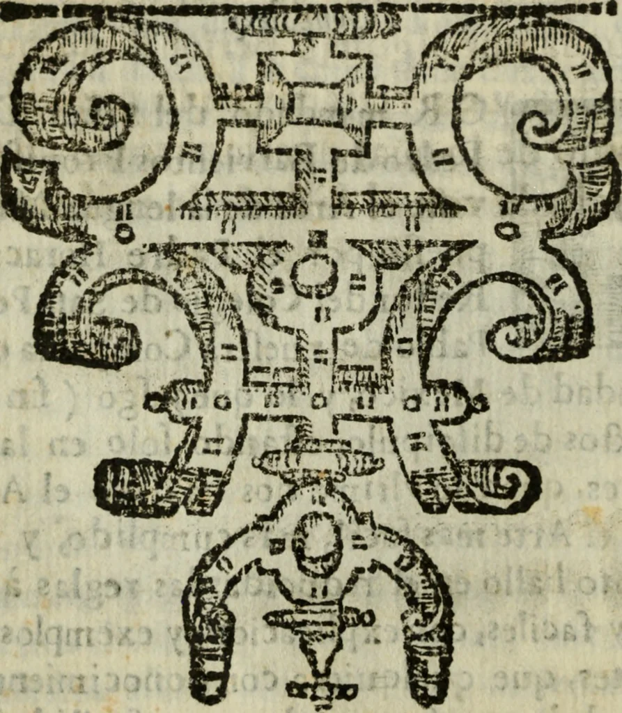 An illustration from Arte de la lengua mexicana con la declaración de las adverbios della.., 1645, leaf 11