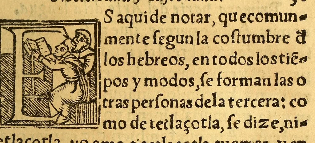 An illustration from Arte dela lengua mexicana y castellana,, 1576, leaf 123