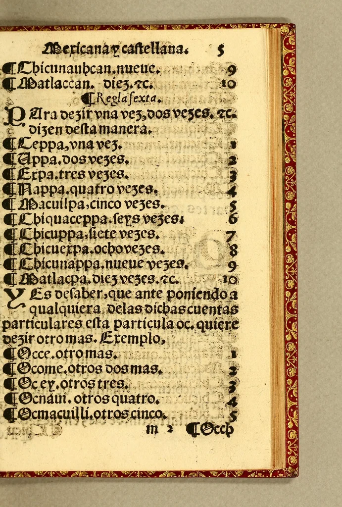 An illustration from Arte de la lengua mexicana y castellana,, 1571, leaf 185