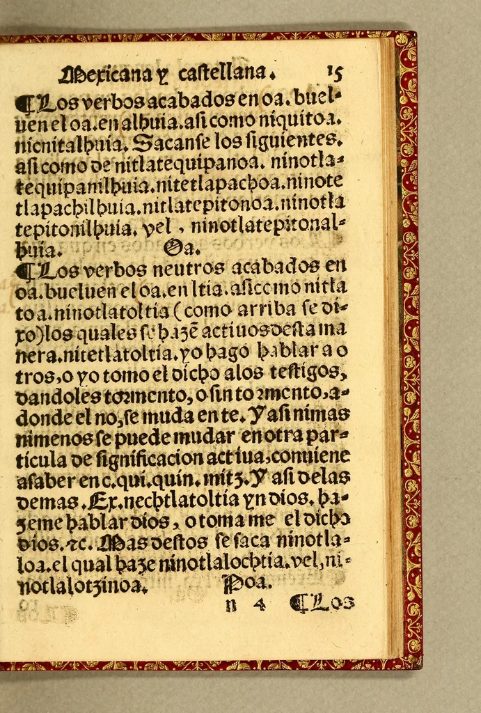 An illustration from Arte de la lengua mexicana y castellana,, 1571, leaf 205