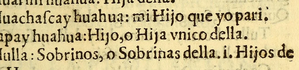 An illustration from Arte de la lengua quichua., 1619, leaf 97