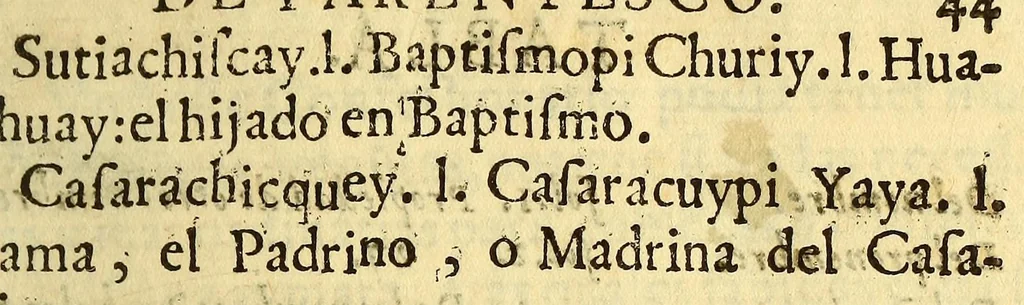 An illustration from Arte de la lengua quichua., 1619, leaf 99