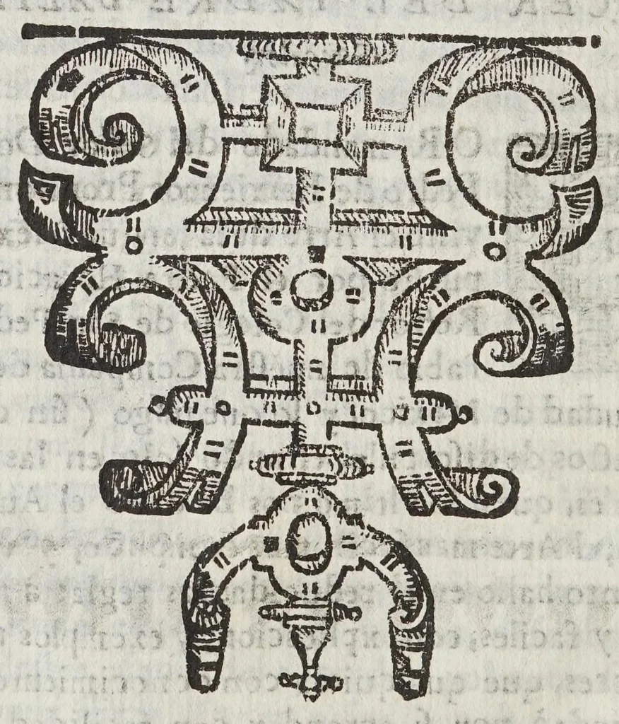 An illustration from Arte de la lengva mexicana con la declaracion de los adverbios della : al Illustrisso. y reuerendisso. Señor Don Iuan de Mañozca Arçobispo de Mexico, del Consejo de su Magestad, &c., 1645, leaf 10