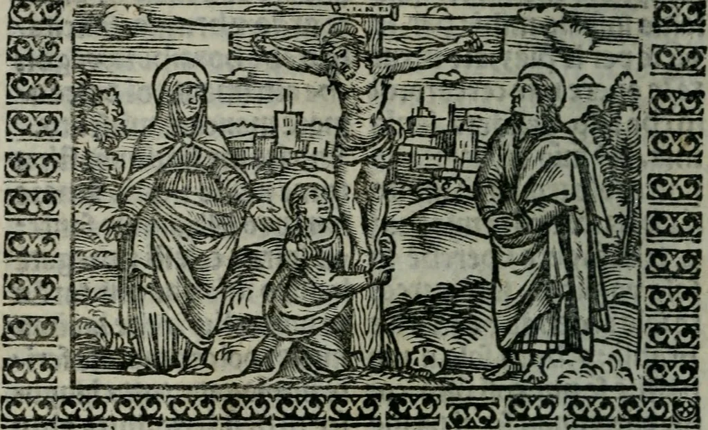 An illustration from Arte del ben psare e cõtemplare la passione del nostro Signor Jesu Christo con vn singular trattato dello imitar di Christo di nouo corretta historiata, 1527, leaf 107