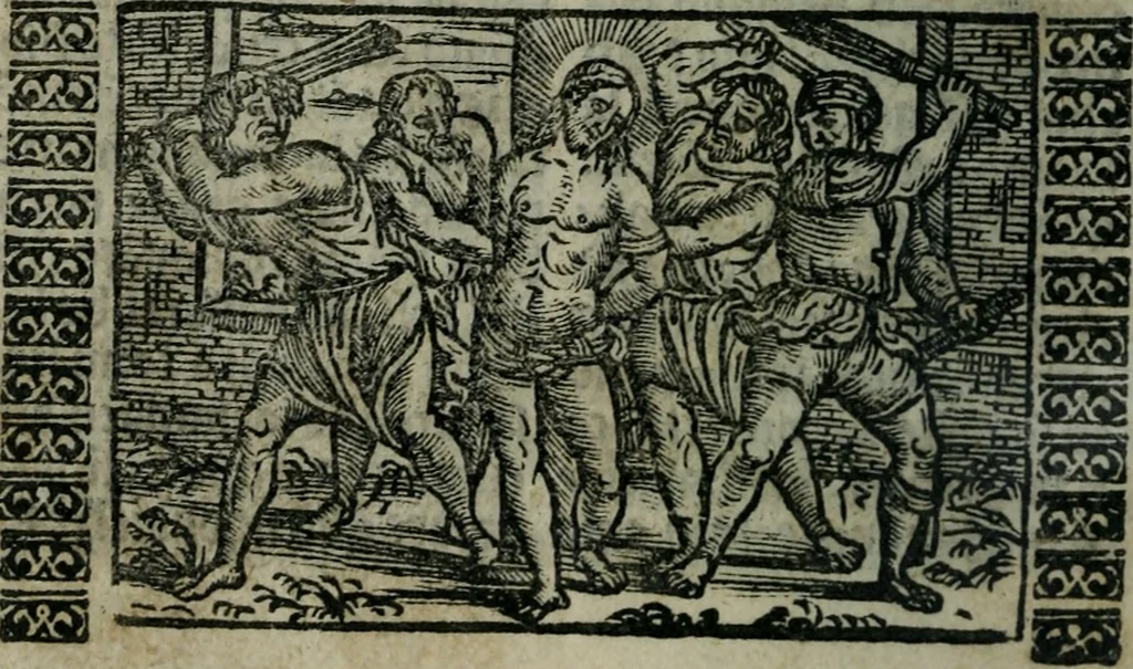 An illustration from Arte del ben psare e cõtemplare la passione del nostro Signor Jesu Christo con vn singular trattato dello imitar di Christo di nouo corretta historiata, 1527, leaf 163