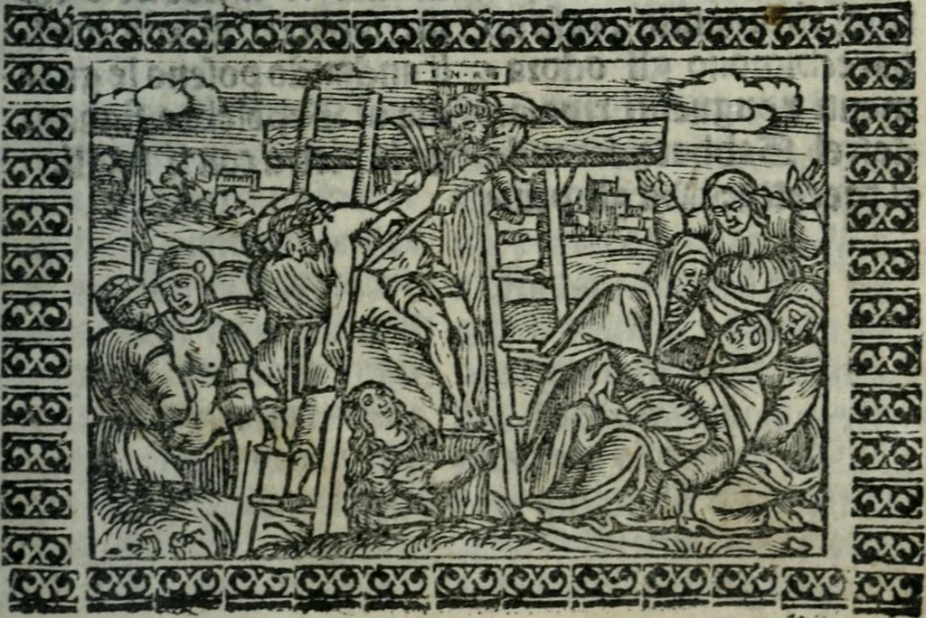 An illustration from Arte del ben psare e cõtemplare la passione del nostro Signor Jesu Christo con vn singular trattato dello imitar di Christo di nouo corretta historiata, 1527, leaf 234