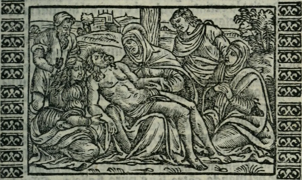 An illustration from Arte del ben psare e cõtemplare la passione del nostro Signor Jesu Christo con vn singular trattato dello imitar di Christo di nouo corretta historiata, 1527, leaf 236