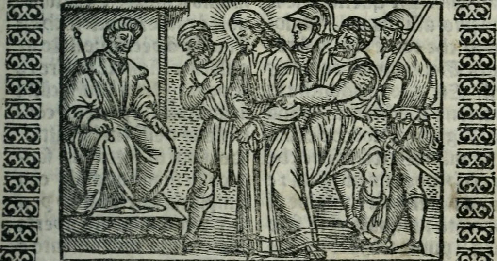 An illustration from Arte del ben psare e cõtemplare la passione del nostro Signor Jesu Christo con vn singular trattato dello imitar di Christo di nouo corretta historiata, 1527, leaf 28
