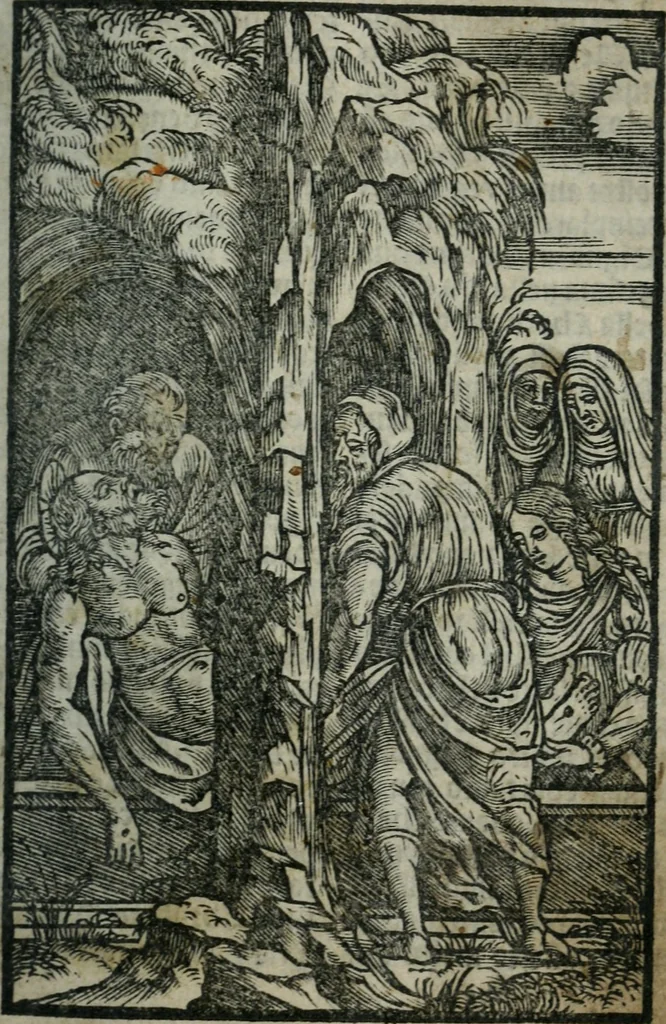 An illustration from Arte del ben psare e cõtemplare la passione del nostro Signor Jesu Christo con vn singular trattato dello imitar di Christo di nouo corretta historiata, 1527, leaf 4