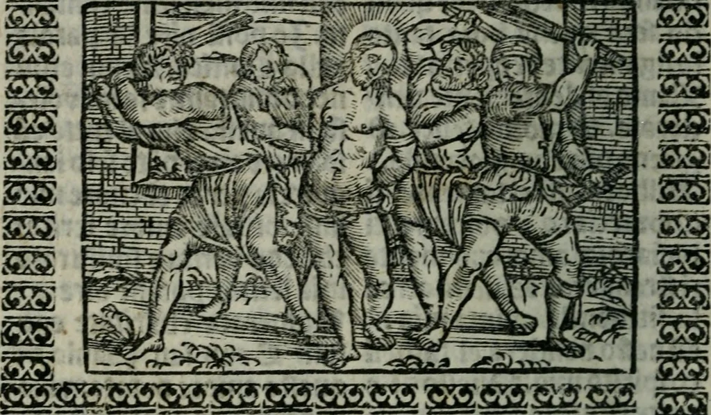 An illustration from Arte del ben psare e cõtemplare la passione del nostro Signor Jesu Christo con vn singular trattato dello imitar di Christo di nouo corretta historiata, 1527, leaf 43